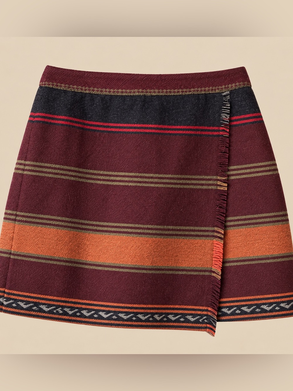 Tapestry Fringe Mini Skirt Ann Taylor Loft 8